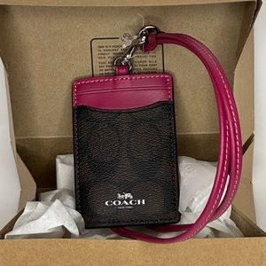 Coach Leather Signature ID Lanyard